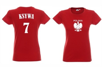 KOSZULKA POLSKI, KIBICA WŁASNY NAPIS IMIĘ dam XL