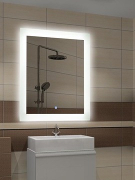 Белое светодиодное зеркало 50x70 см 15 мм от стены с часами и переключением