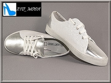 АЖУРНЫЕ КРОССОВКИ БЕЛЫЕ СЕРЕБРЯНЫЕ 38 S.10