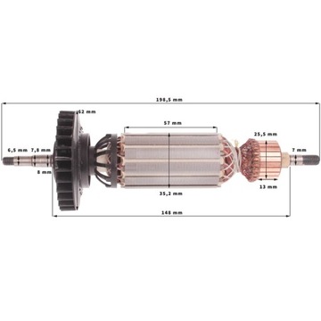 Ротор DeWalt D28135 D28136 D28137 D28132C подшипники