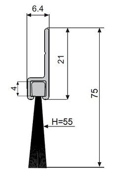 ЩЕТКА ДЛЯ УПЛОТНЕНИЯ ДВЕРЕЙ PROFIX H=55мм L=2м