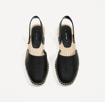 ZARA ESPADRYLE BUTY CZARNE PODESZWA Z JUTY 40