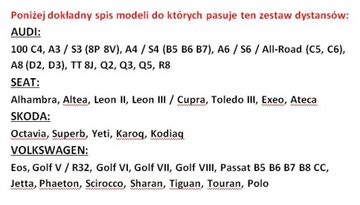 ПРОСТАВКИ ДЛЯ VW PASSAT B5 B7 B7 B8 TOURAN 20 мм + винты