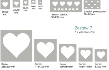 МНОГОРАЗОВЫЕ ШАБЛОНЫ ДЛЯ РАСКРАСКИ 12 шт - СЕРДЕЧКИ