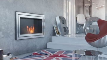 фото ориг. №2, Biofireplace suspended polished 1100x650 inox juliet+ glass+ field birch