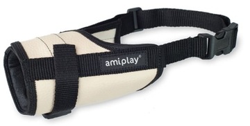AmiPlay Kaganiec dla psa typu tuba EKOSKÓRA - S - obwód 16-20cm - beżowy