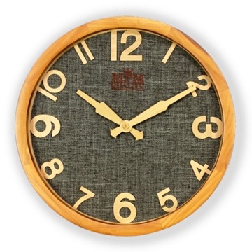 Zegar ścienny drewniany- tarcza tekstylna E07.3660