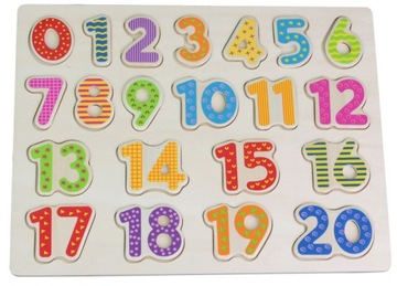 PUZZLE UKŁADANKA DREWNIANE CYFERKI LICZBY LELIN