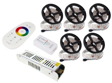LED RGB + BIAŁY 5050 ZESTAW TAŚMA 25m PILOT DOTYK