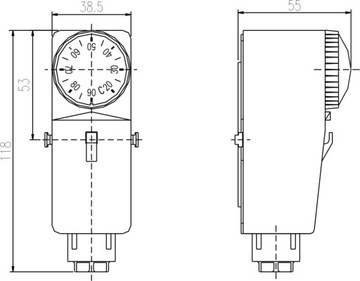 ТЕРМОСТАТ, прикрепленный к ТРУБЕ, контроллер насоса горячей воды центрального отопления.
