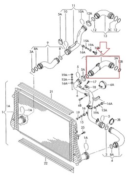 RURA WĄŻ TURBO RURA INTERCOOLERA AUDI 1K0145838F