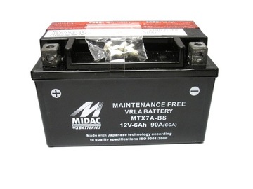 YTX7A-BS 6Ah 90A MTX7A-BS MIDAC ITALY AKUMULATOR