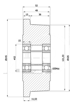 ФЛАНЕЦ КОЛЕСА СТАЛЬНОЕ КОЛЕСО fi145, подшипник V30