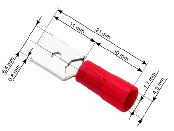 KONEKTOR SAMOCHODOWY IZOLOWANY 6,4MM MĘSKI 100 SZT