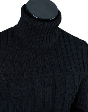 Gruby GOLF Sweter MA22 Czarny___XL____POLSKA