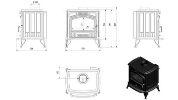 Печь чугунная отдельностоящая KOZA K6 fi150 ASDP