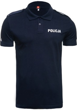 KOSZULKA Polo Policyjna służbowa GRANATOWA POLICJA z pagonami + nadruk XXL