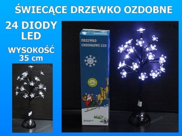 ŚWIECĄCE DRZEWKO SZCZĘŚCIA 35cm 24 LED ( WH) + BAT