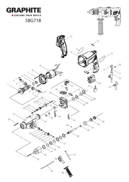 GRAPHITE 58G718 SZCZOTKI WĘGLOWE WIERTARKI UDAROWE