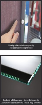 ЗЕРКАЛО С ПОДСВЕТКОЙ 90*70 90*70 198 СВЕТОДИОД ПИТАНИЯ
