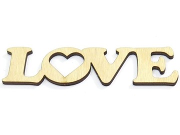 DECOUPAGE DREWNIANY NAPIS LOVE SKLEJKA 3mm DK49