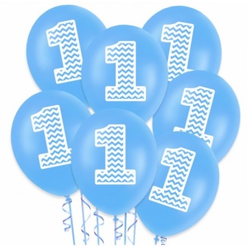 BALONY ROCZEK 1 SZE URODZINY NIEBIESKIE 1 7 SZT