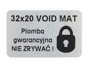 ПЕЧАТИ ГАРАНТИЙНЫЕ НАКЛЕЙКИ 32x20 VOID MAT 500ШТ.