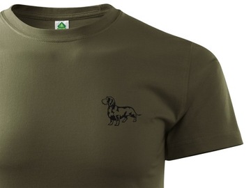 ZIELONA KOSZULKA T-SHIRT WZÓR JAMNIK SZORSTKOWŁOSY