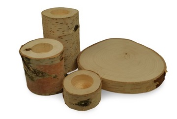 Набор текстурированных подсвечников ручной работы из натурального дерева -береза-2 шт. WC1