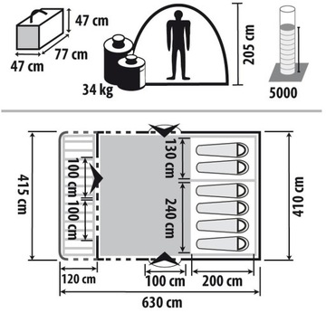 СЕМЕЙНАЯ НАДУВНАЯ ТУРИСТИЧЕСКАЯ ПАЛАТКА БЕРГЕР 6 чел.