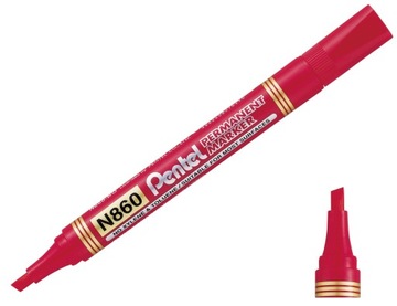 Перманентный маркер PENTEL N860, красный со скошенной кромкой