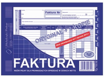 Faktura VAT NETTO pełna + 2 kopie Mipro A5 103-XE