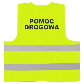 MOCNA KAMIZELKA ODBLASKOWA NADRUK POMOC DROGOWA