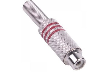 Gniazdo RCA srebrne 3 paski na kabel czerwone