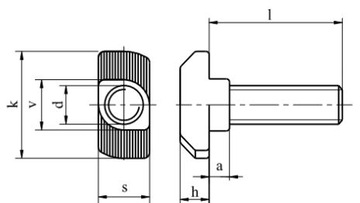 Винт с Т-образной головкой для профилей M8X20 N10