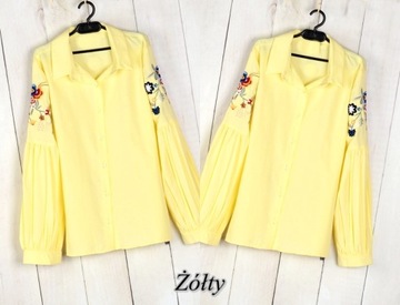 РУБАШКА НА ПУГОВИЦАХ С ВЫШИВКОЙ ЦВЕТОВ ВОРОТНИК S/M 444