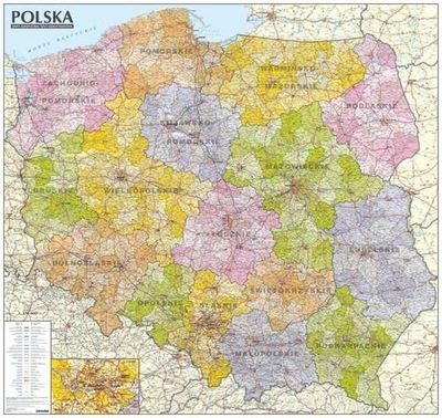 Polska mapa administracyjno-samochodowa 1:570 000 Tuba Praca zbiorowa