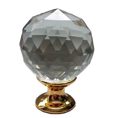 Kryształowa gałka, uchwyt do mebli 30 mm, złota