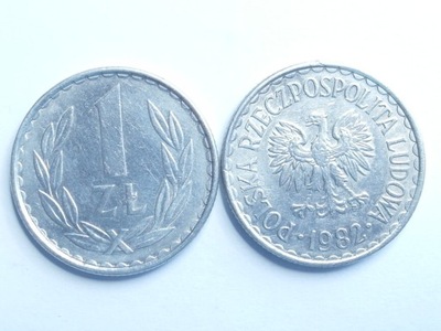 Moneta 1 zł złoty 1982 r wąska data