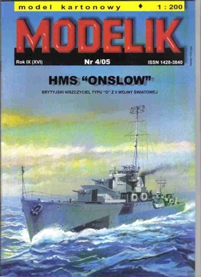 Modelik nr 4/05 HMS "ONSLOW"