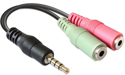 Adapter mini JACK stereo (M) - mini JACK (F) x2 (słuchawki i mikrofon) 12cm