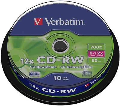 PŁYTY VERBATIM CD-RW 700MB Wielokrotny zapis 10szt