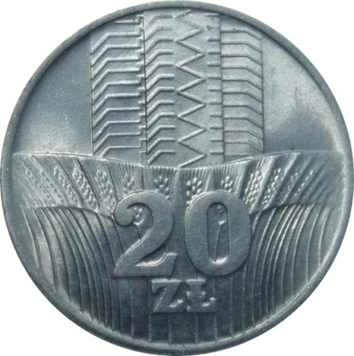 Moneta 20 zł złotych Wieżowiec i Kłosy 1973 ładna