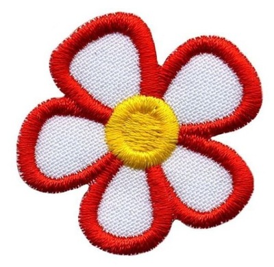 Naszywka - biało-czerwony KWIATEK, haftowany kwiat