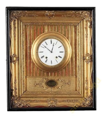 Zegar złoty wiszący XIX wiek emalia wys 53cm