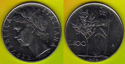 WŁOCHY 100 Lira 1959 r.