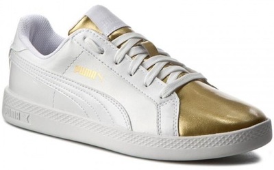 BUTY DAMSKIE PUMA SMASH BIAŁO ZŁOTE R. 37,5