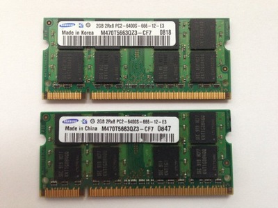 Pamięć RAM DDR2 4GB 2x2GB 800Mhz PC2 6400 SO-DIMM
