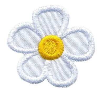 Naszywka - biały KWIATEK, haftowany kwiat