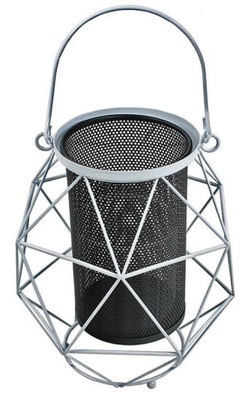 Lampion latarnia latarenka nowoczesna biała metal